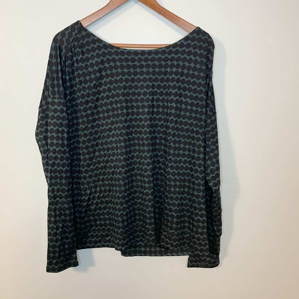 Ann Taylor Loft Womens Long Sleeve Polka Dot Patterned Rayon Tencel Top Size XL